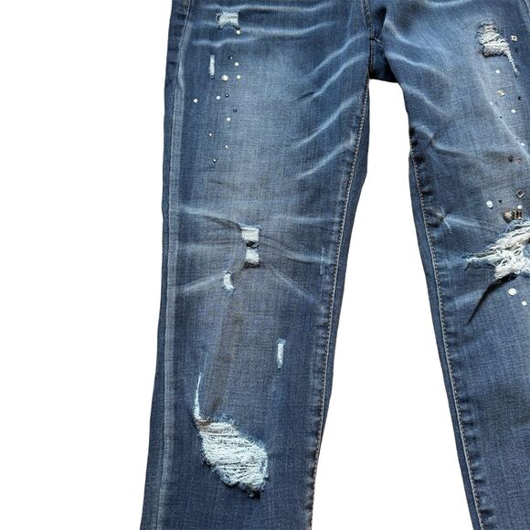 Rewash Brand Jeans Distressed with Rhinestones Size 9/29 - Picture 3 of 10